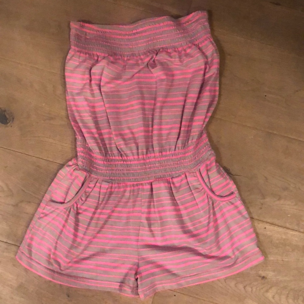 Pink stripe romper